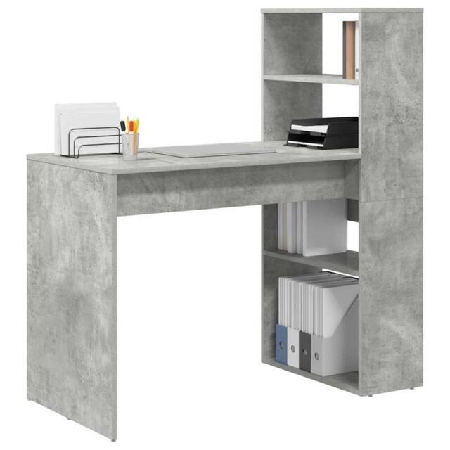 Berkfield Home Modern Desk with Storage Concrete Grey 113x54x120 cm Engineered Wood - Size: 113 x 54 x 120 cm - image 1