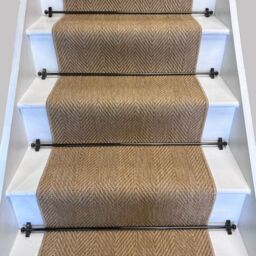 RainbowHome Herringbone New England Beige Stair Runner with Self-Colour Edge - Size: 50 cm x 700 cm - thumbnail 1