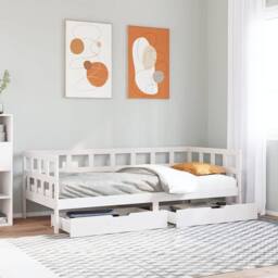 Berkfield Home Daybed with Drawers without Mattress White 90x200 cm Solid Wood - thumbnail 2