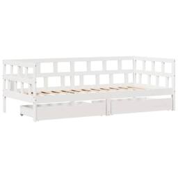 Berkfield Home Daybed with Drawers without Mattress White 90x200 cm Solid Wood - thumbnail 3