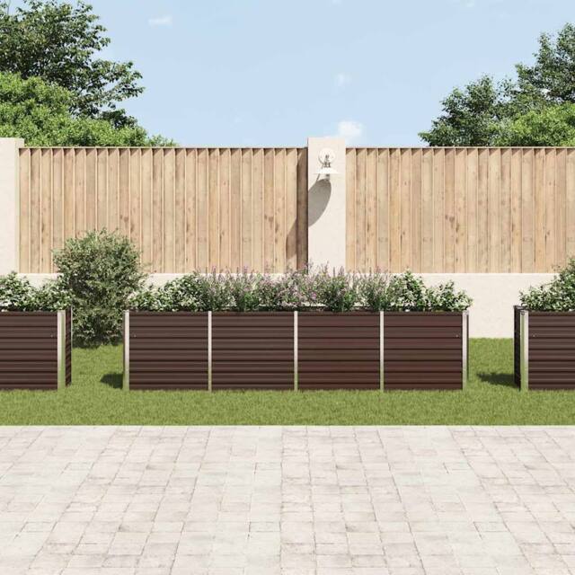 Berkfield Home Raised Garden Bed 320x40x77 cm Galvanised Steel Brown - Size: 320 x 40 x 77 cm - image 1