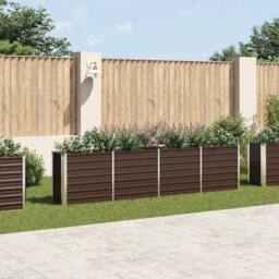 Berkfield Home Raised Garden Bed 320x40x77 cm Galvanised Steel Brown - Size: 320 x 40 x 77 cm - thumbnail 2