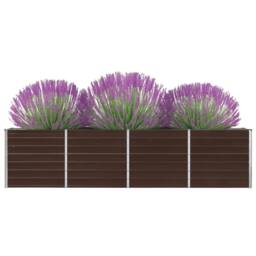 Berkfield Home Raised Garden Bed 320x40x77 cm Galvanised Steel Brown - Size: 320 x 40 x 77 cm - thumbnail 4