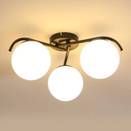 Goeco Modern Ceiling Light, Made of White Glass Globe, Round Glass Light, E27 in Black