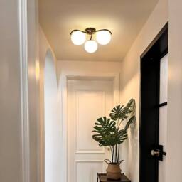 Goeco Modern Ceiling Light, Made of White Glass Globe, Round Glass Light, E27 in Black - thumbnail 8
