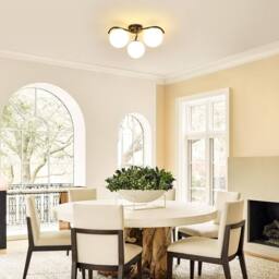 Goeco Modern Ceiling Light, Made of White Glass Globe, Round Glass Light, E27 in Black - thumbnail 7