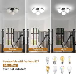 Goeco Modern Ceiling Light, Made of White Glass Globe, Round Glass Light, E27 in Black - thumbnail 5