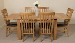 Thats Furniture Richmond 140-220cm Oak Extending Dining Table & 6 Harvard Chairs in Brown - thumbnail 2