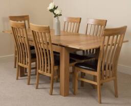 Thats Furniture Richmond 140-220cm Oak Extending Dining Table & 6 Harvard Chairs in Brown - thumbnail 1