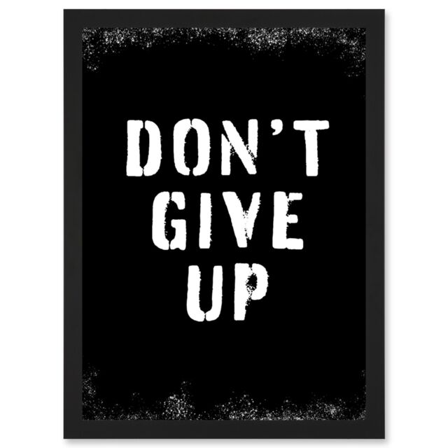Artery8 Work Out Inspiration Don't Give Up Gym Motivation Living Room Aesthetic Artwork Framed Wall Art Print A4 in Black - image 1