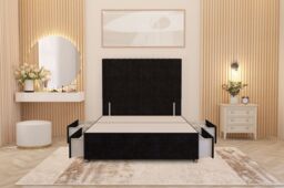 "Somnior Eleanor Divan Bed 4 Drawers & 54"" Floor Standing Headboard Velvet in Black - Size: Super King" - thumbnail 4