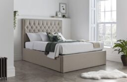 Rest Relax Wilford Oatmeal Fabric Ottoman Bed in Natural - Size: King - thumbnail 3