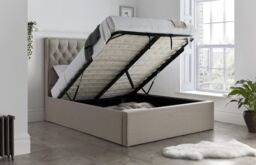 Rest Relax Wilford Oatmeal Fabric Ottoman Bed in Natural - Size: King - thumbnail 2