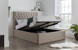 Rest Relax Wilford Oatmeal Fabric Ottoman Bed in Natural - Size: King - thumbnail 1