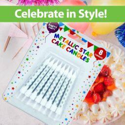 VFM e-Store 8 Metallic Gold Birthday Cake Candles with Stars, () in Silver - thumbnail 3