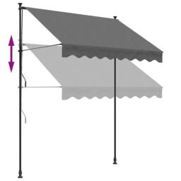 Berkfield Home Retractable Awning Anthracite 200x150 cm Fabric & Steel in Dark Grey - thumbnail 7