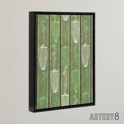 "Artery8 Green Shima Textile Pattern Framed Canvas Wall Art Print Korin - Size: W18"" x H24""" - thumbnail 2