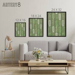 "Artery8 Green Shima Textile Pattern Framed Canvas Wall Art Print Korin - Size: W18"" x H24""" - thumbnail 4