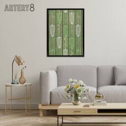 "Artery8 Green Shima Textile Pattern Framed Canvas Wall Art Print Korin - Size: W18"" x H24""" - thumbnail 3