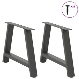 Berkfield Home Coffee Table Legs A-Shaped 2 pcs Anthracite¬†70x(42-43) cm Steel in Black - thumbnail 3