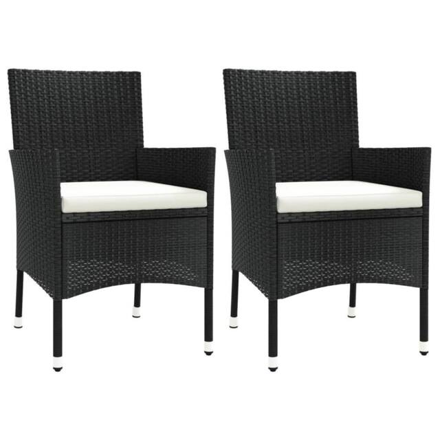 Berkfield Home Garden Chairs with Cushions 2 pcs Black Poly Rattan - image 1