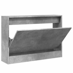 Berkfield Home Shoe Cabinet Concrete Grey 80x21x57 cm Engineered Wood - Size: 80 x 21 x 57 cm - thumbnail 3