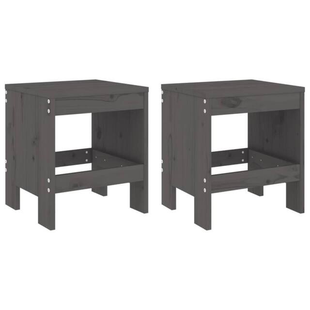Berkfield Home Garden Stools 2 pcs Grey 40x36x45 cm Solid Wood Pine - Size: 40 x 36 x 45 cm - image 1