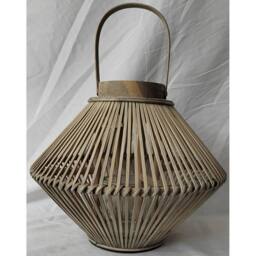 Lemon Pavilion Furniture and Decor Cone Lantern with Glass Holder - Wicker - L38 x W38 x H30 cm in Tan - thumbnail 1