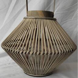 Lemon Pavilion Furniture and Decor Cone Lantern with Glass Holder - Wicker - L38 x W38 x H30 cm in Tan - thumbnail 2