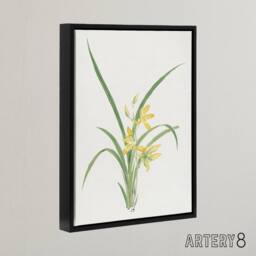 "Artery8 Yellow Lilies Framed Canvas Wall Art Print Vintage Japanese Botanical - Size: W18"" x H24""" - thumbnail 2