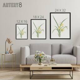"Artery8 Yellow Lilies Framed Canvas Wall Art Print Vintage Japanese Botanical - Size: W18"" x H24""" - thumbnail 4