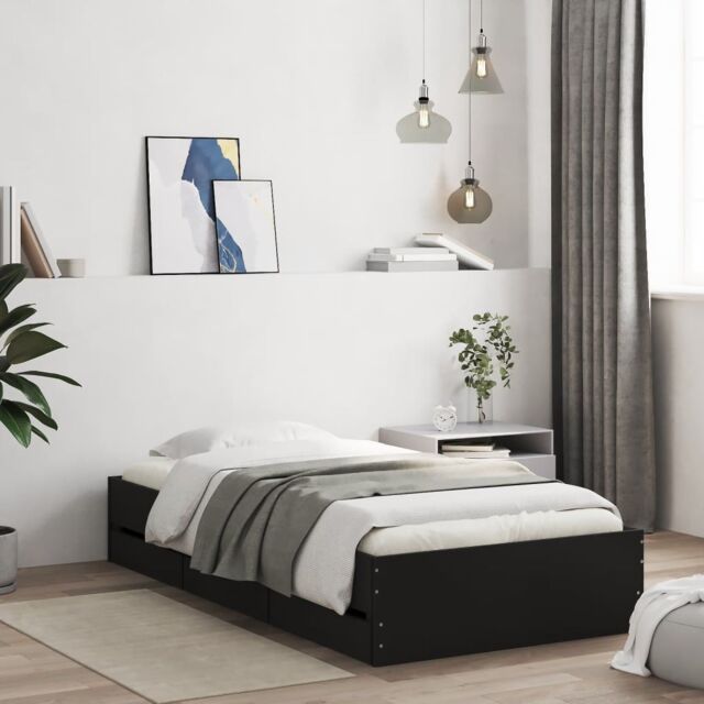 Berkfield Home Bed Frame with Drawers without Mattress Black 100x200 cm - image 1