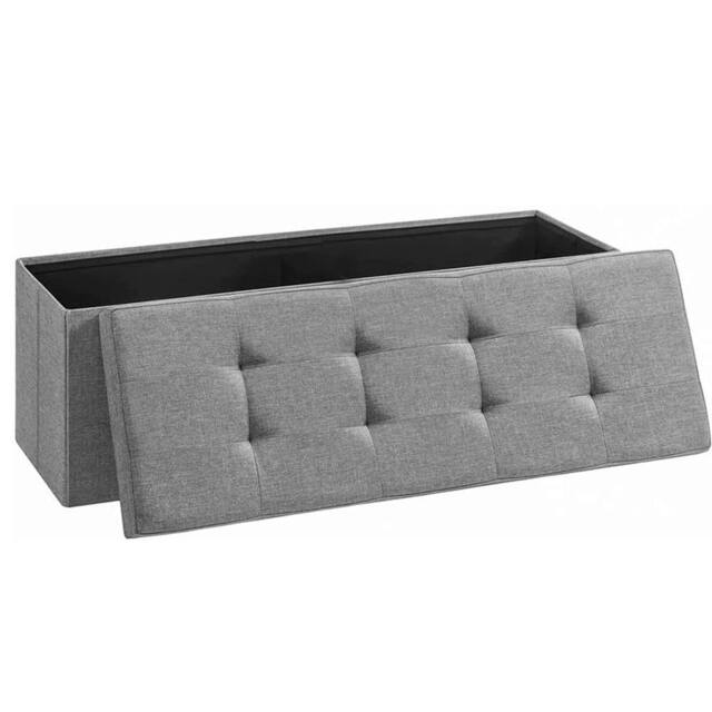 Dprodo Linen Storage Ottoman Folding Foot Rest Stool, 110cm x 38cm x 38cm in Mid Grey - Size: 110 cm x 38 cm x 38 cm - image 1