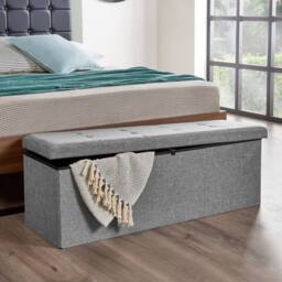 Dprodo Linen Storage Ottoman Folding Foot Rest Stool, 110cm x 38cm x 38cm in Mid Grey - Size: 110 cm x 38 cm x 38 cm - thumbnail 6