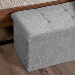 Dprodo Linen Storage Ottoman Folding Foot Rest Stool, 110cm x 38cm x 38cm in Mid Grey - Size: 110 cm x 38 cm x 38 cm - thumbnail 7