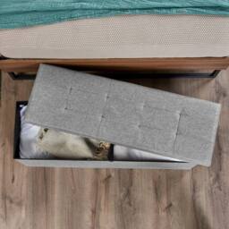 Dprodo Linen Storage Ottoman Folding Foot Rest Stool, 110cm x 38cm x 38cm in Mid Grey - Size: 110 cm x 38 cm x 38 cm - thumbnail 5