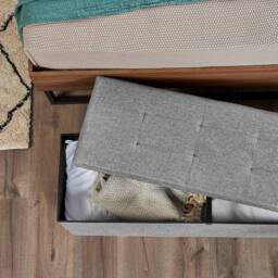 Dprodo Linen Storage Ottoman Folding Foot Rest Stool, 110cm x 38cm x 38cm in Mid Grey - Size: 110 cm x 38 cm x 38 cm - thumbnail 9