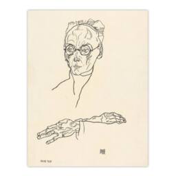 "Artery8 Franz Blei Line Art Portrait Vintage Wall Art Print Egon Schiele in Beige - Size: W12"" x H16""" - thumbnail 1