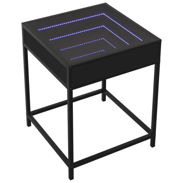 Berkfield Home Decorative Bedside Table with Infinity LED Black 40x40x51 cm - Size: 40 x 40 x 51 cm - image 1
