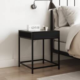 Berkfield Home Decorative Bedside Table with Infinity LED Black 40x40x51 cm - Size: 40 x 40 x 51 cm - thumbnail 4