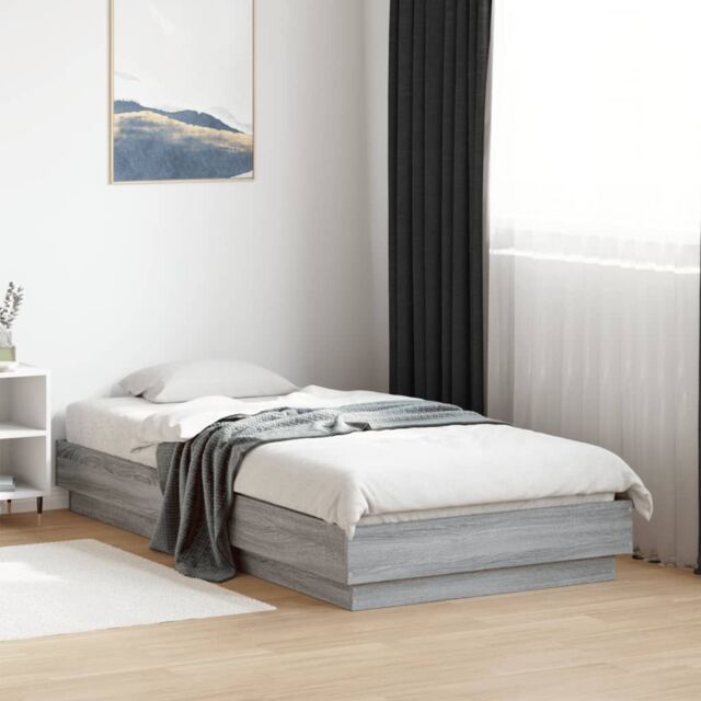 Berkfield Home Bed Frame without Mattress Grey Sonoma 75x190 cm Small Single Engineered Wood - image 1