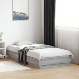 Berkfield Home Bed Frame without Mattress Grey Sonoma 75x190 cm Small Single Engineered Wood - thumbnail 1