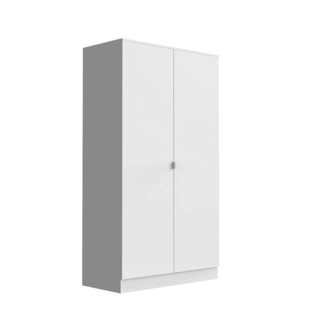 Havendro Large Wooden 2 Door Wardrobe with Hanging Rails Bedroom Storage in White - image 1