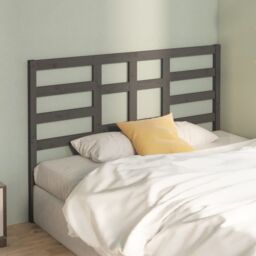 Berkfield Home Bed Headboard Grey 156x4x104 cm Solid Wood Pine - Size: 156 x 4 x 104 cm - thumbnail 3