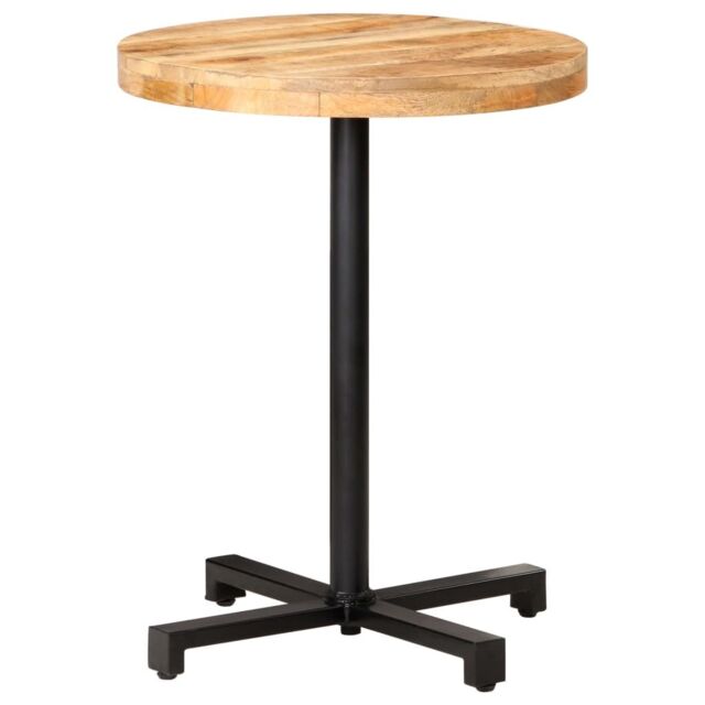 Berkfield Home Bistro Table Round Ã˜60x75 cm Rough Mango Wood in Brown - Size: 60x75 cm - image 1