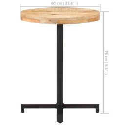 Berkfield Home Bistro Table Round Ã˜60x75 cm Rough Mango Wood in Brown - Size: 60x75 cm - thumbnail 6