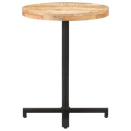 Berkfield Home Bistro Table Round Ã˜60x75 cm Rough Mango Wood in Brown - Size: 60x75 cm - thumbnail 2