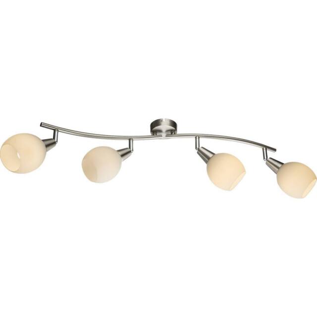 Netlighting Elliott Ceiling Spotlight Bar Nickel Matt White Glass Shade 4x E14 in Grey - image 1