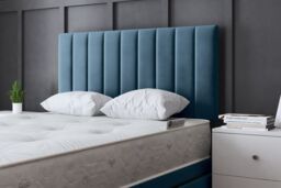DS Living Amelia Upholstered Blue Panel Divan Bed with Headboard - Size: Small Single - thumbnail 2