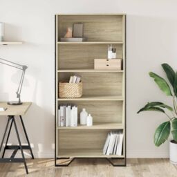 Berkfield Home Book Cabinet Sonoma Oak 80x31x169 cm Engineered wood in Brown - Size: 80 x 31 x 169 cm - thumbnail 3